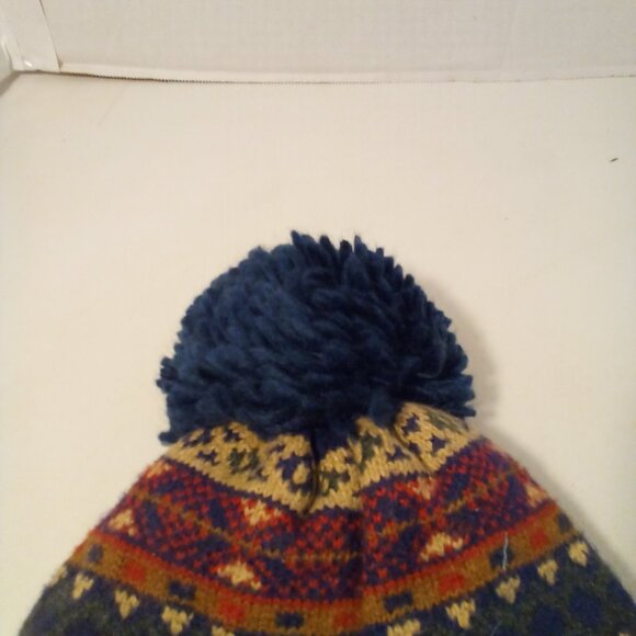 Gap Kids Pom Hat Beanie Boys L XL Pattern Blue Red Green - Picture 10 of 12